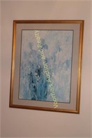 3' x 30" blue floral print