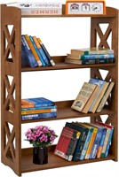 Open Bookshelf  4 Tier Wooden Shelf  Brown