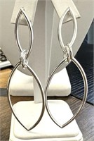 Sterling Silver Marquise Shape Dangle Earrings