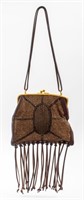 Fendi Brown Leather Evening Bag