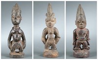 3 Yoruba Ibeji twin figures. 20th century.