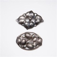 Pair of Kalo Wrought Sterling Brooches or Pins.