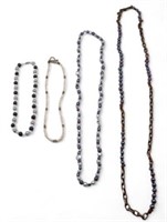 Lot: 4 Pearl Necklaces, One w/ 14K Gold Clasp.
