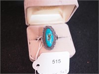 Unmarked silver ring with turquoise, size 7