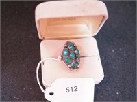 Unmarked silver ring with turquoise, size 6.5,