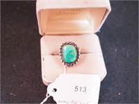 Unmarked silver ring with turquoise, size 5