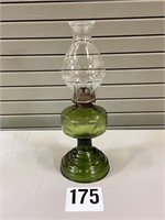 Dark Green Glass Oil Lamp