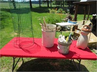 Tomato Cages, weed sprayer & other garden tools