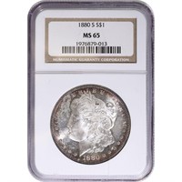 Morgan Silver Dollar 1880-S MS65 NGC Toning (013)