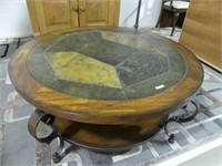 42" ROUND STONE TOPPED COFFEE TABLE