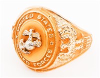 WWII US ARMED FORCES 10K GOLD SWEETHEART RING