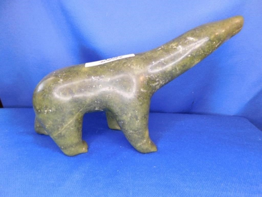 Inuit Soapstone Carving - Bear -13" L