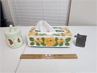Vintage Floral Tissue Box Cover, Trinket Box, &