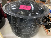 ENAMEL CANNING KETTLE W/ CANNING SUPPLIES