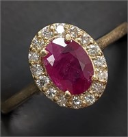 $2400 10K  Ruby(1ct) Diamond(0.15ct) Ring