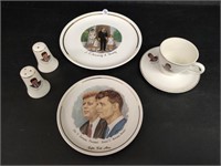 JF Kennedy Items: Cup, Saucer, S, P, Plates