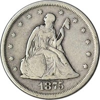 1875-S TWENTY CENT PIECE - VG/FINE