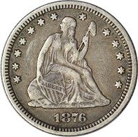 1876 SEATED LIBERTY QUARTER - VF