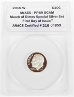 2015-W PROOF DIME- MARCH of DIMES ISSUE - ANACS