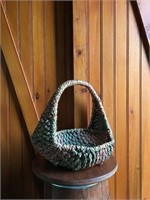 Multi Colored Hand Woven Grass Basket