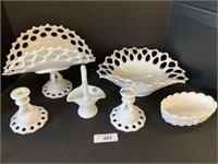 6 Pieces Of Westmoreland Milk Glass.