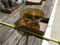 Gold Carnival glass punch bowl and ladle and 12