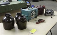 Vintage Radios & (3) Stoneware Jugs