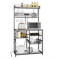 HOMEKOKO Kitchen Bakers Rack with Power Outlets an