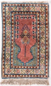 Turkish Kayseri Silk Prayer Rug 3.25' x 2'