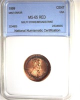 1999 Error Cent NNC MS65 RD