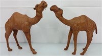 2 Vintage leather covered camels 13x14"