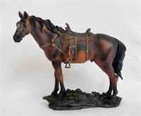 Resin Horse w/ Western Saddle Figurine
