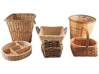 (6) Woven Baskets - Woven Split Wood Basket