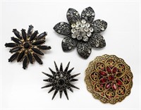 4 Vintage Brooches