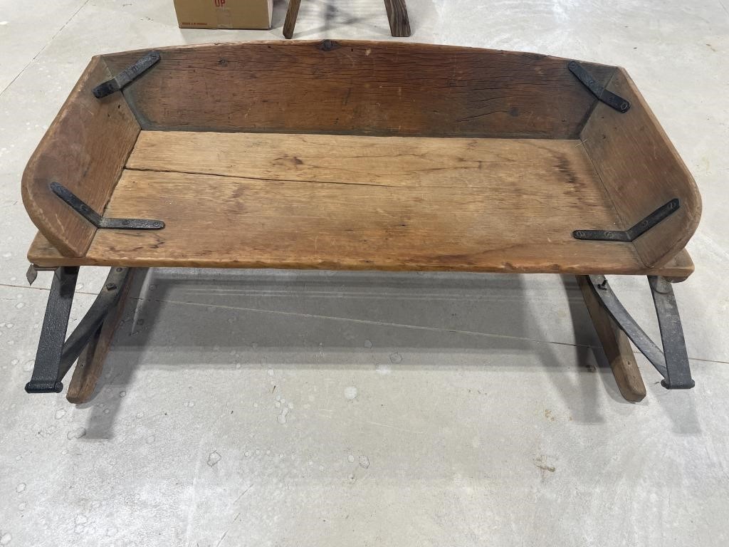 Primitive wooden wagon seat