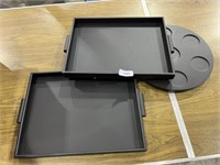 (2) Black Wood Trays 13-1/2"x18" &