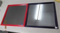 2 16" X 16" Mirrors Red and Blue Frame