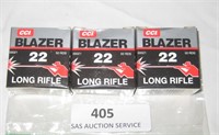 3 Boxes Blazer 50 Count Each 22 LR Bullets