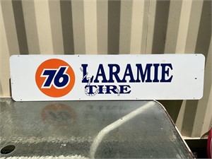 DOUBLE SIDED 76 LARAMIE TIRE SIGN