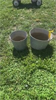 2 GALVANIZED PAILS WITH HANDLES