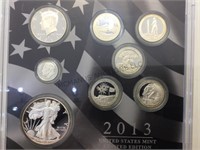 2013 US Mint L.E. Silver Proof Set, w/ case & coa