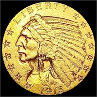 1915-S $5 Gold Half Eagle CHOICE AU