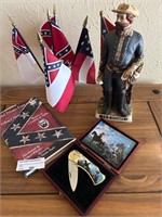 4 pcs Confedeeate Book, Flags, Knife, and a