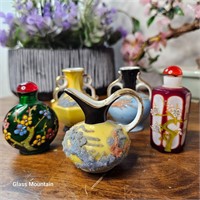 Vintage Miniature Hand Painted Vases & Bottles
