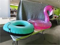 (2) Pool Inflatables Floaters FLAMINGO & O.T.Round