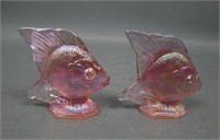 Two Fenton Ice Pink Iridised Sunfish