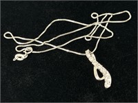 18" Sterling Box Chain & Swirl Pendant Necklace