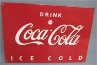 Drink Coca-Cola Iced Cold Porcelain Sign.