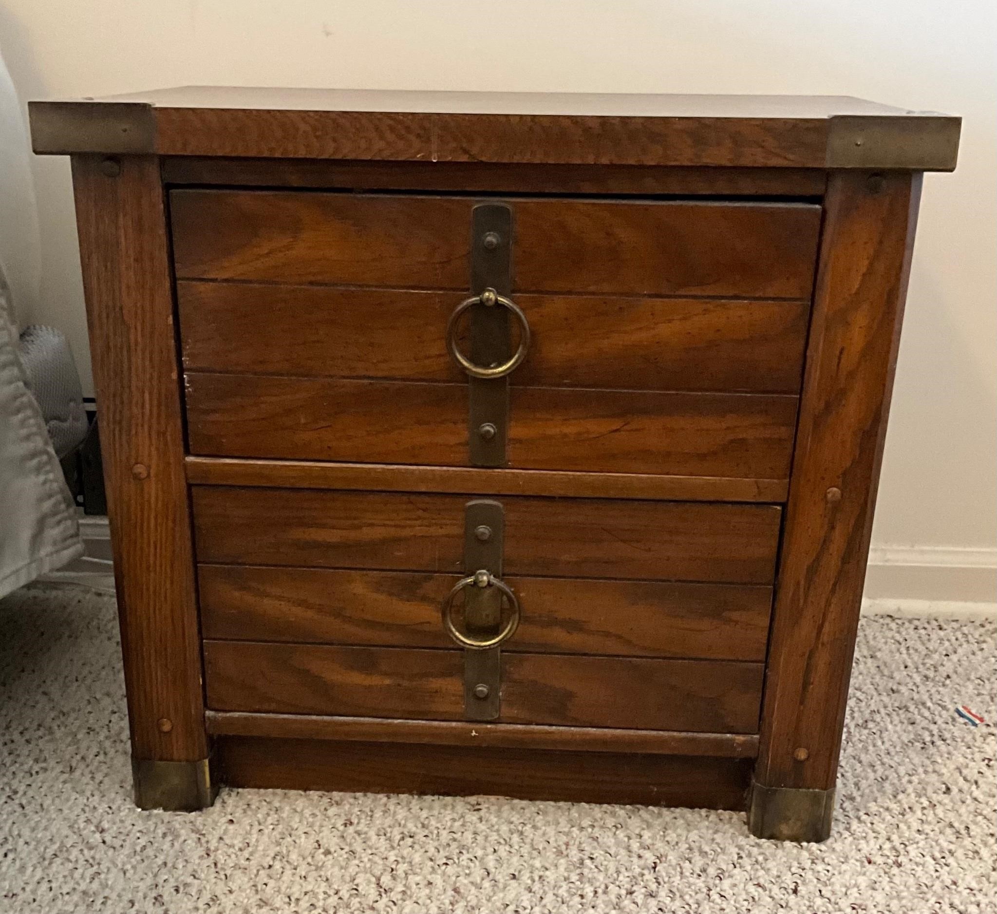 Two Drawer Wood Side Table