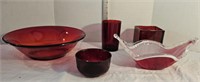 Murano Centerpiece Bowl, Anchor Hocking Ruby Red